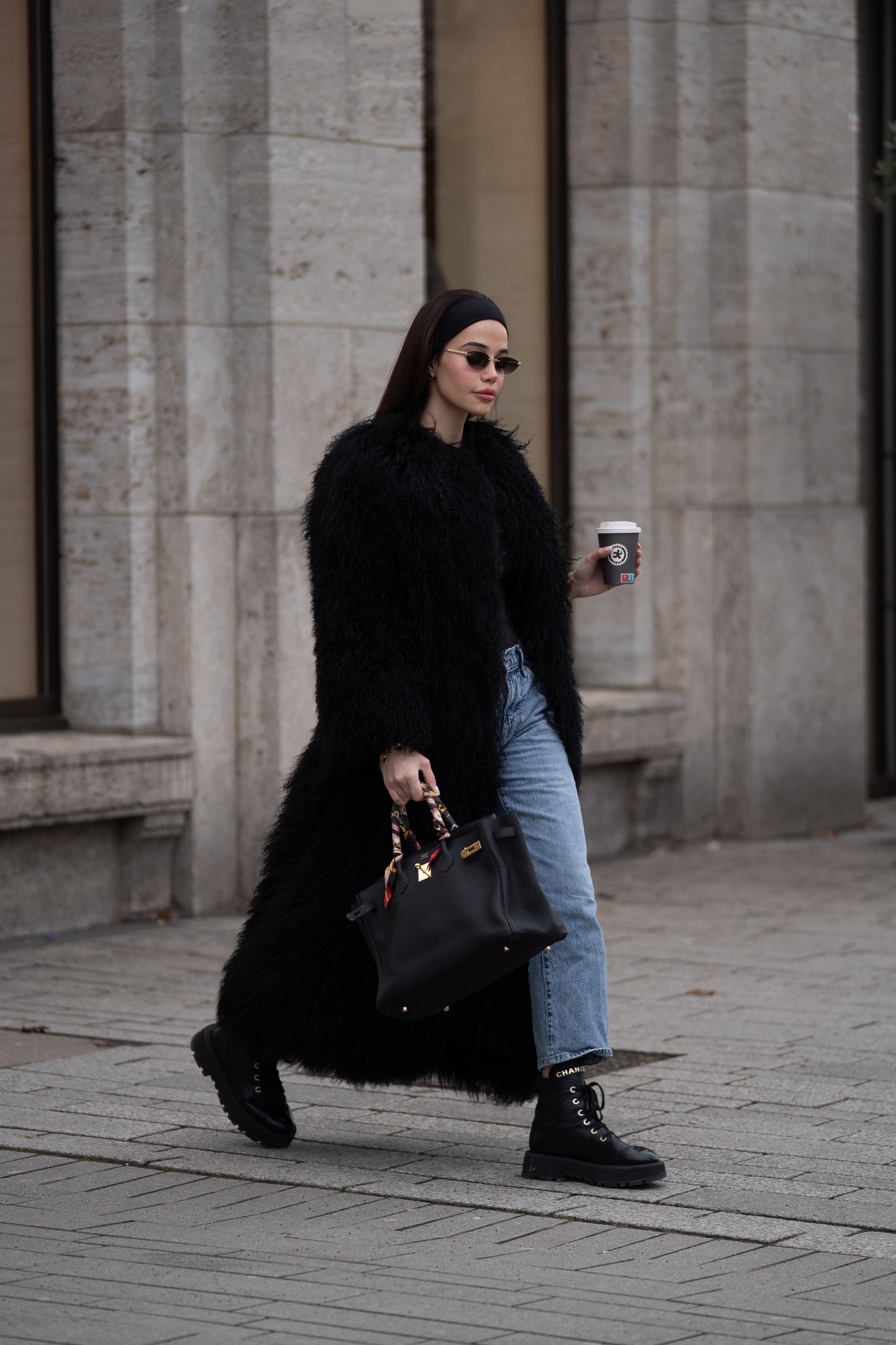 Mongolische Lammfell Jacke Lang