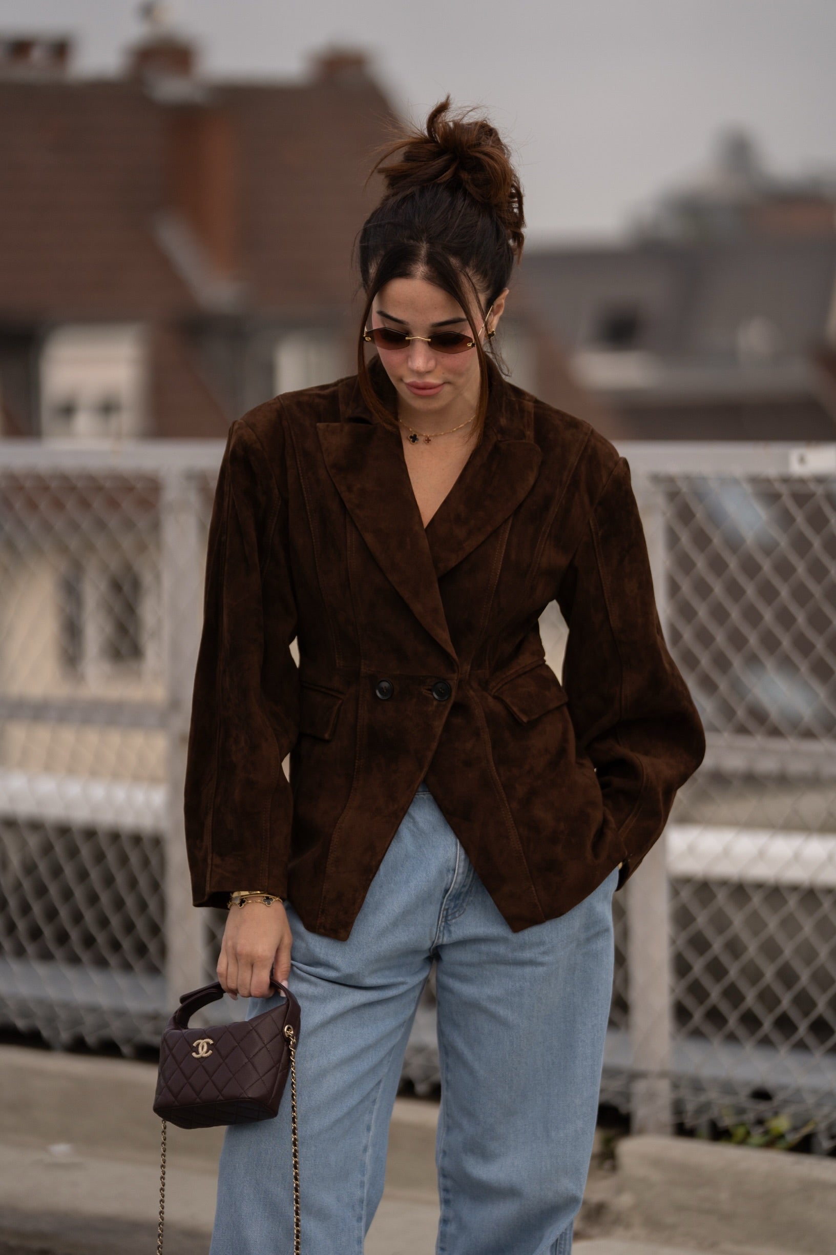 Tailored Suede Jacket – Chocolate Brown