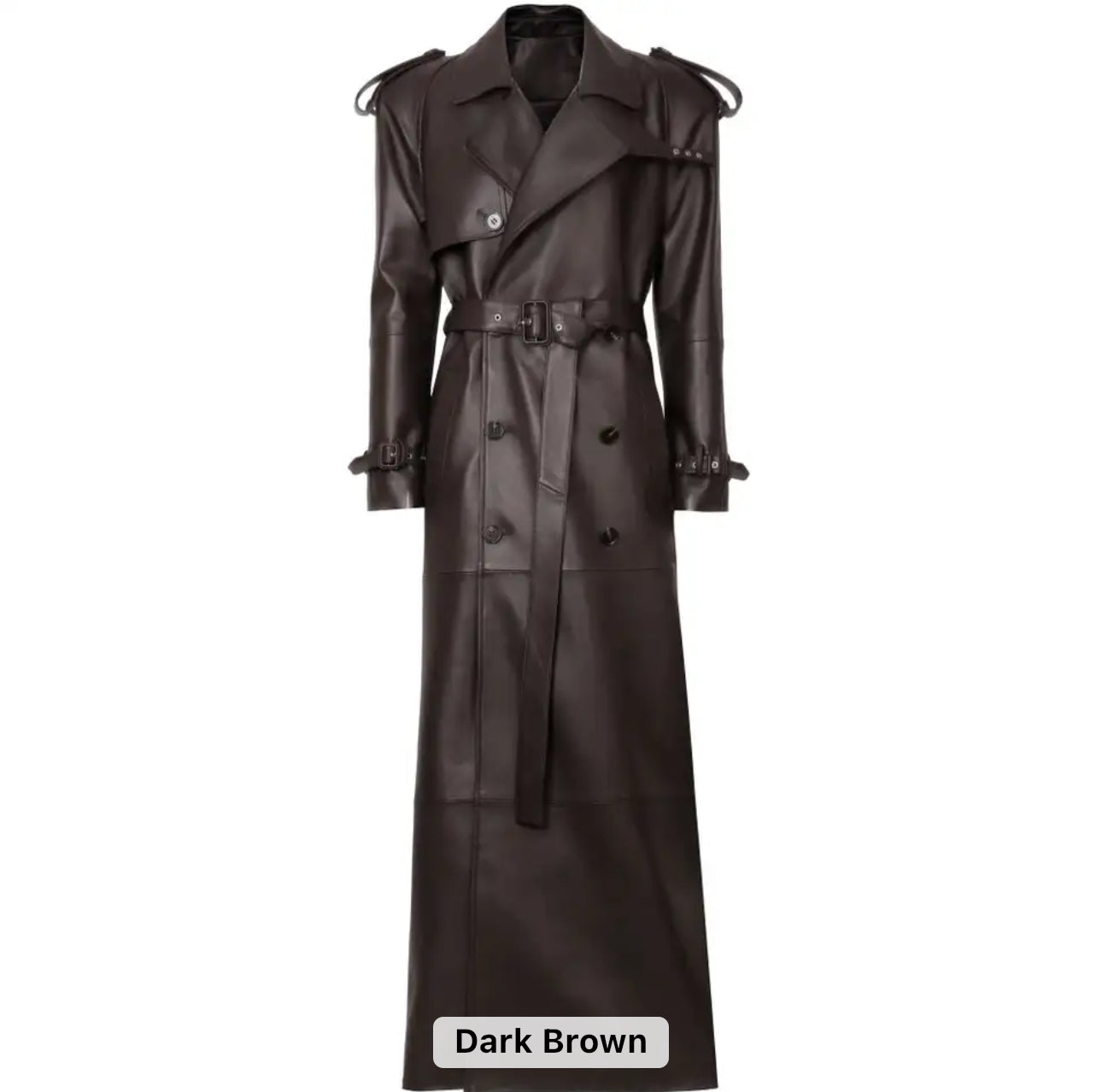 Extra langer Leder Trenchcoat