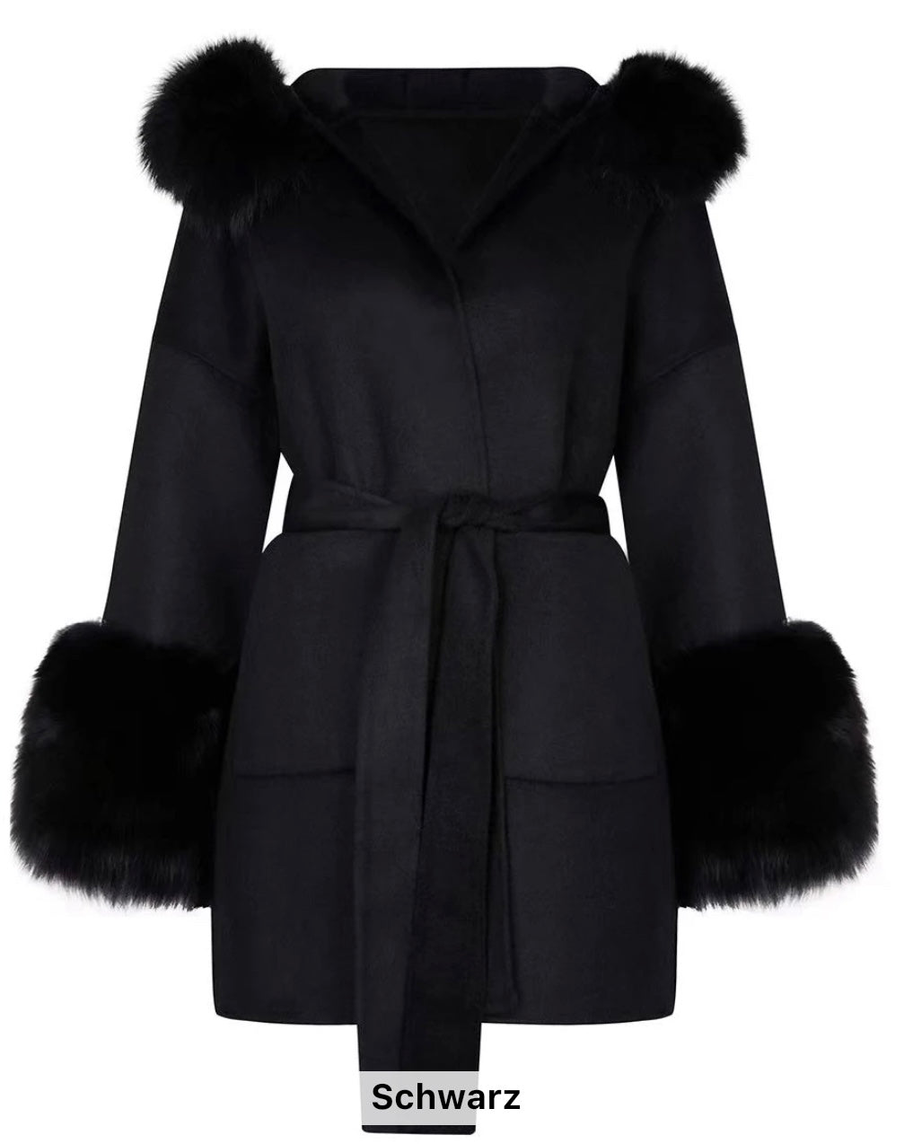 Kaschmir Mantel mit Fuchspelz
