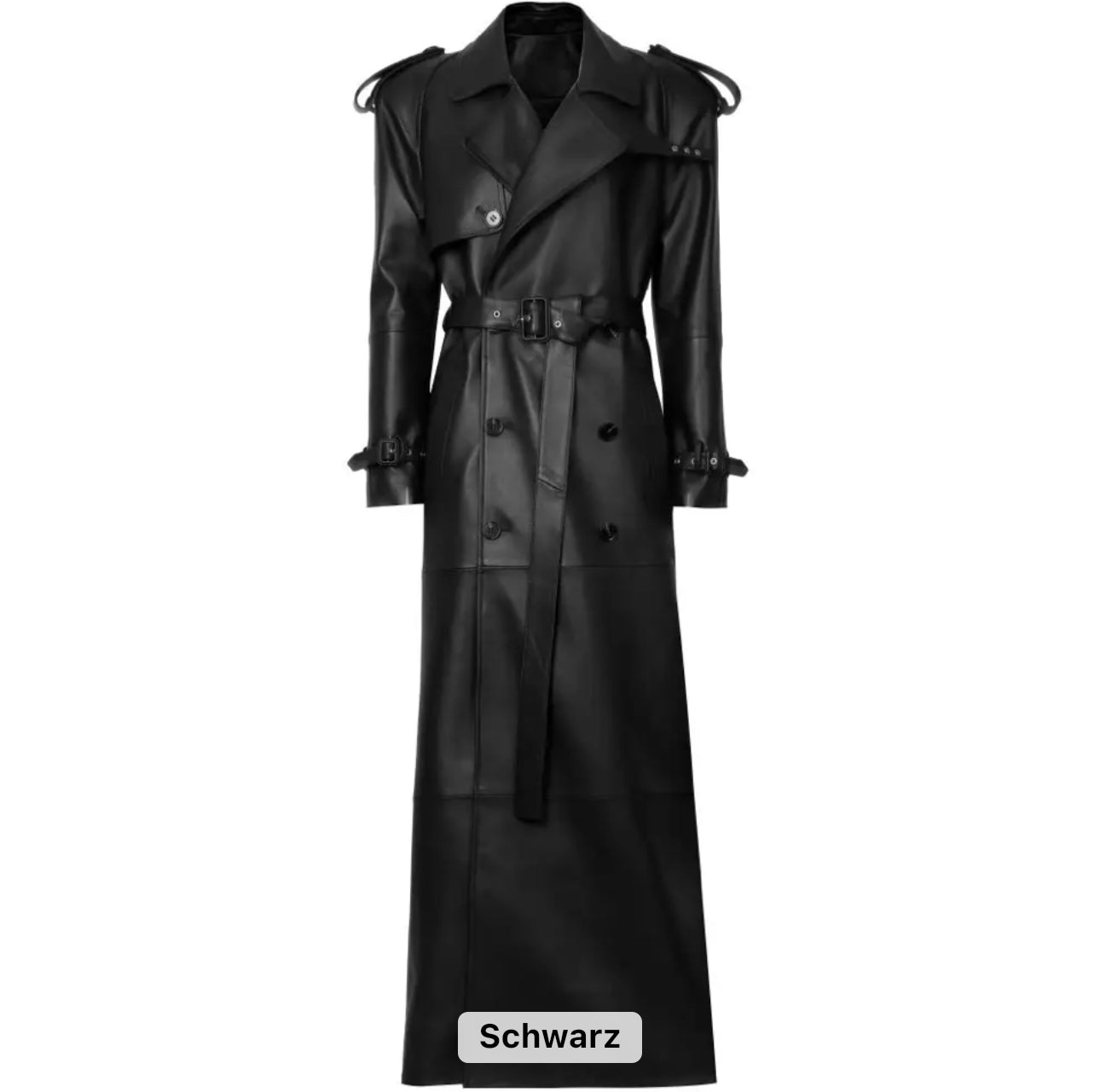 Extra langer Leder Trenchcoat