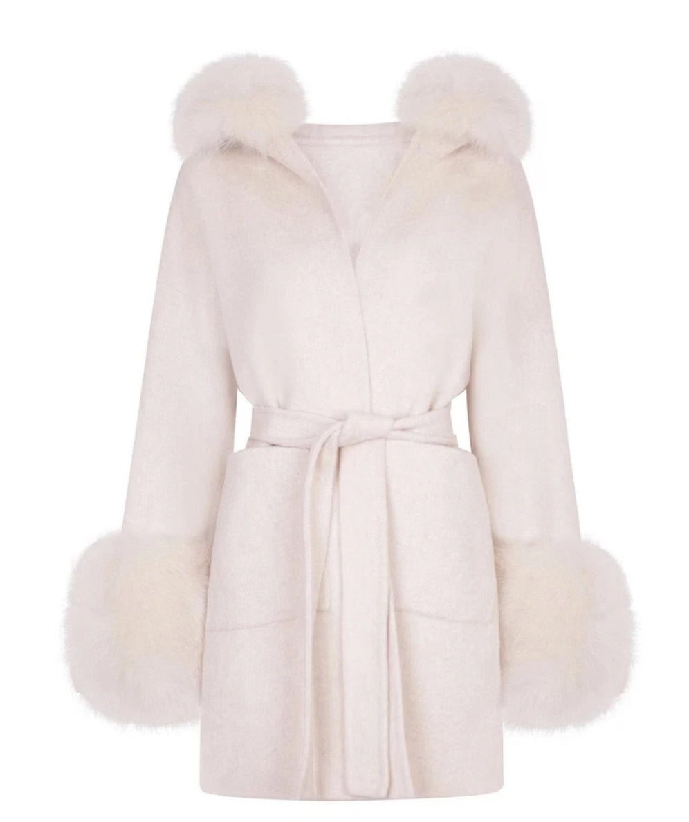 Kaschmir Mantel mit Fuchspelz