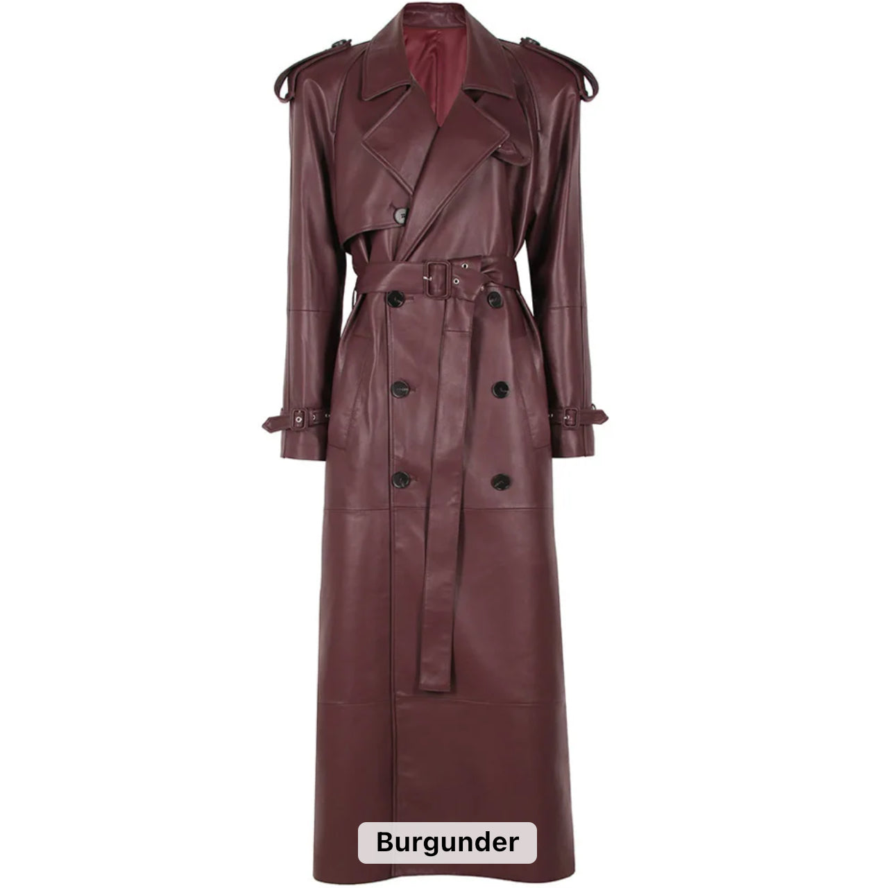 Extra langer Leder Trenchcoat