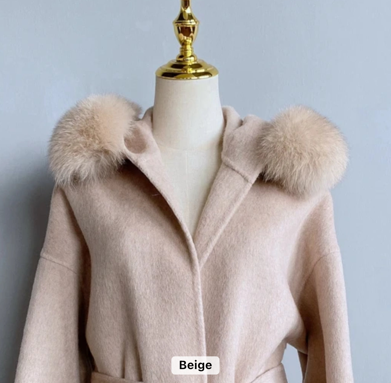 Kaschmir Mantel mit Fuchspelz