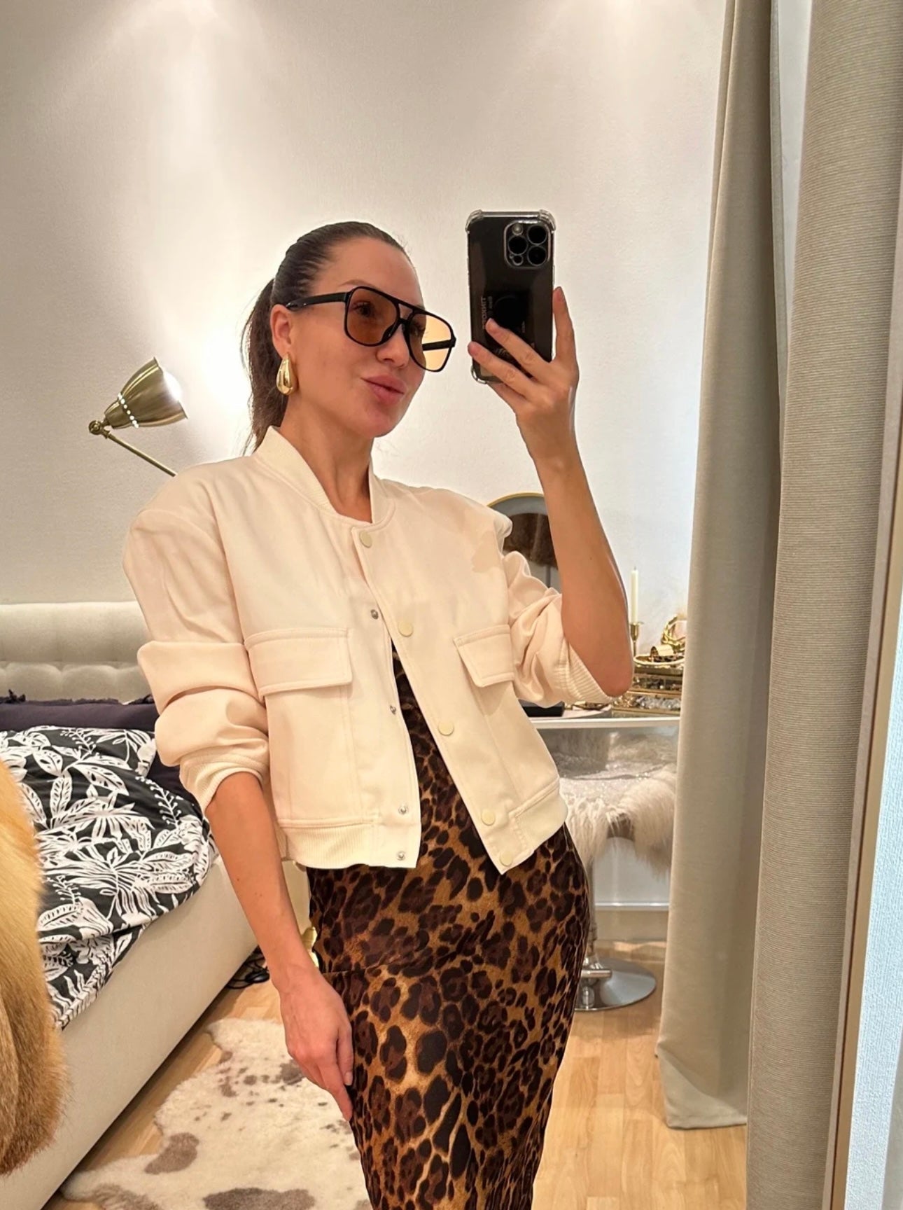 Maxi tulle dress with animal print