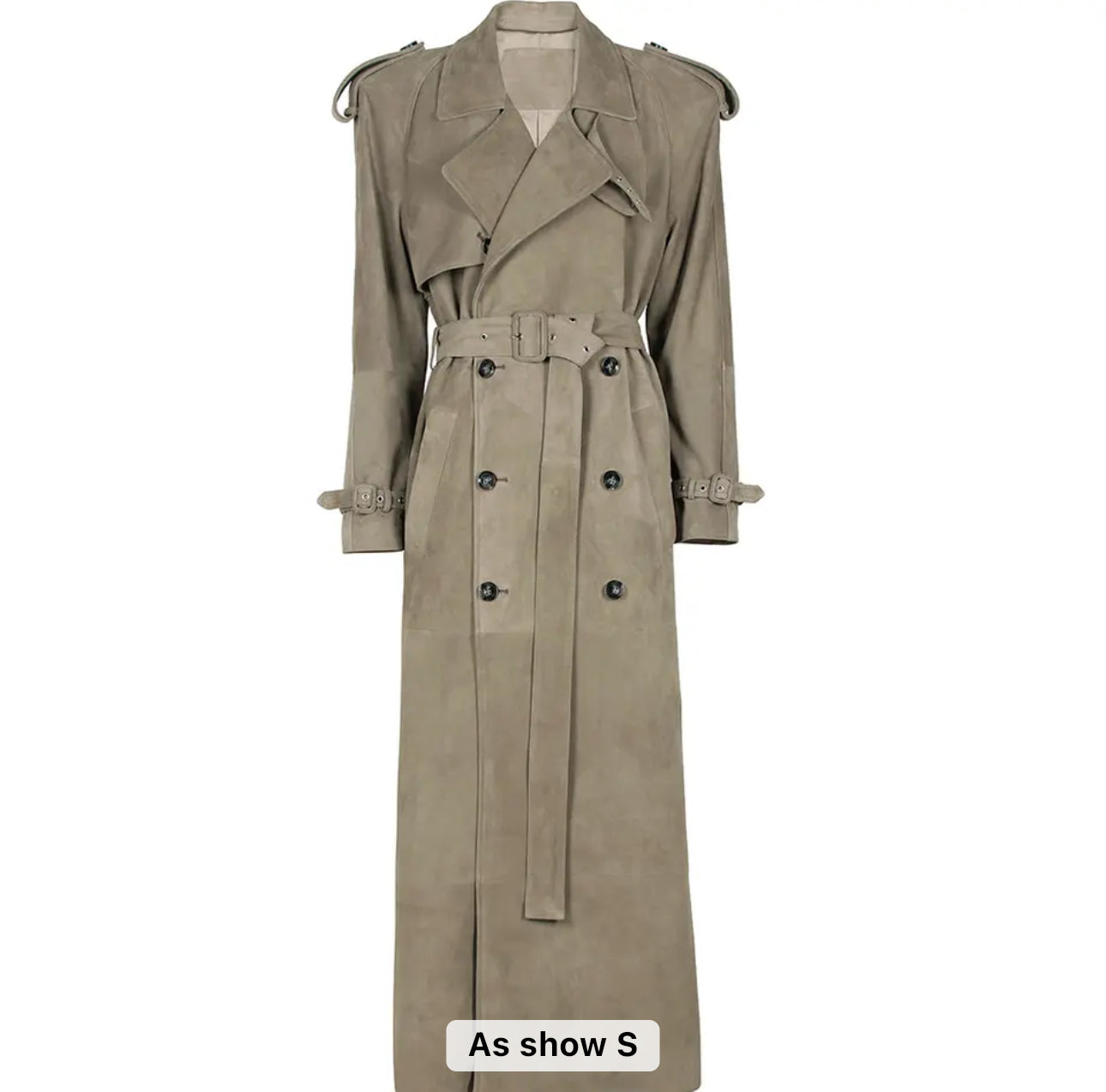 Extra langer Leder Trenchcoat