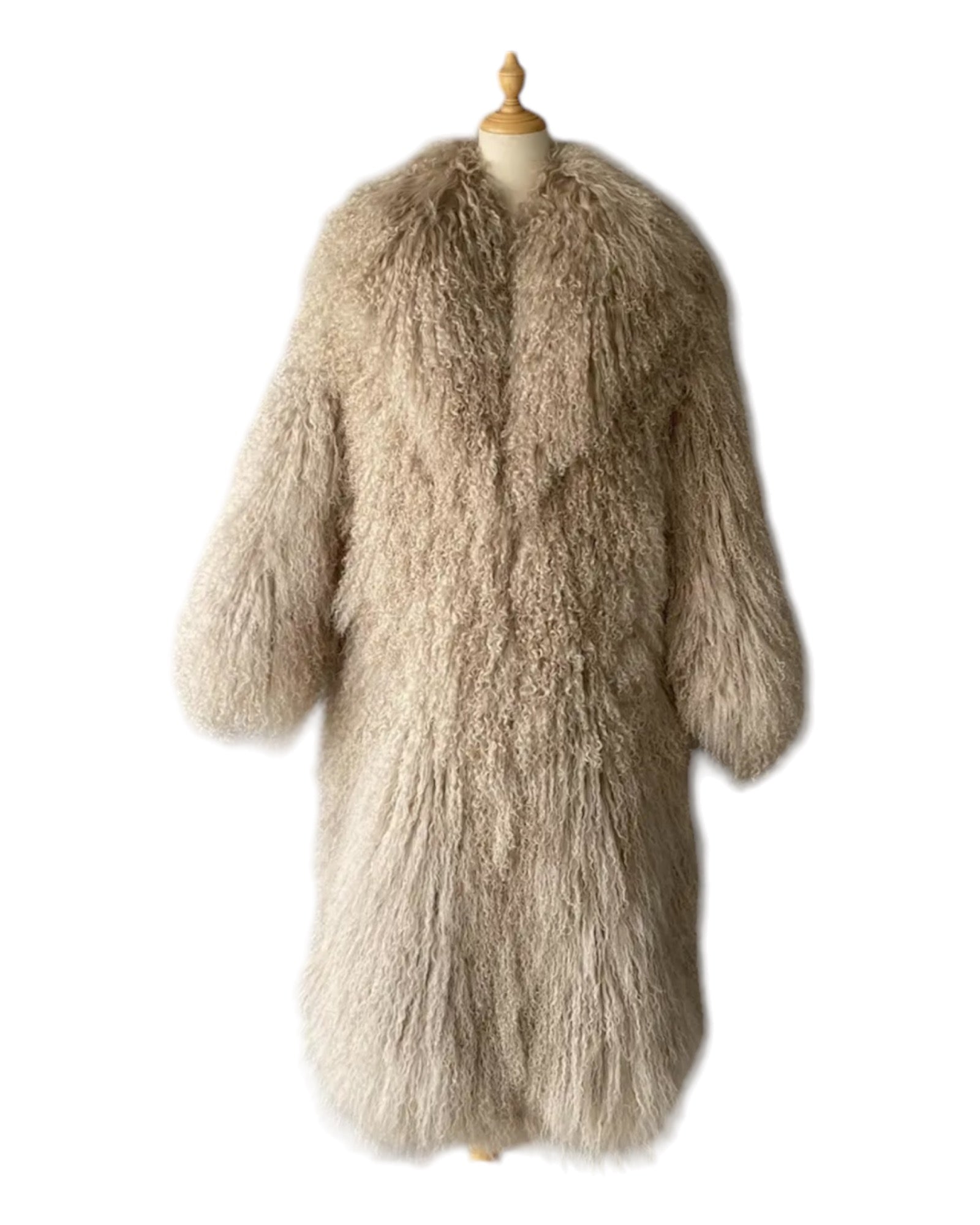 Mongolische Lammfell Jacke Lang
