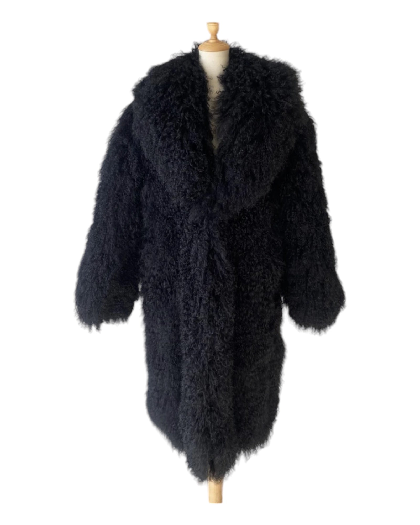 Mongolische Lammfell Jacke Lang