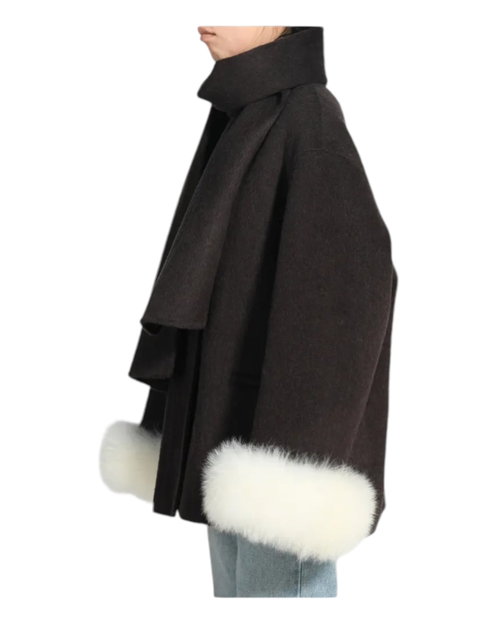 Short cashmere jacket with scarf