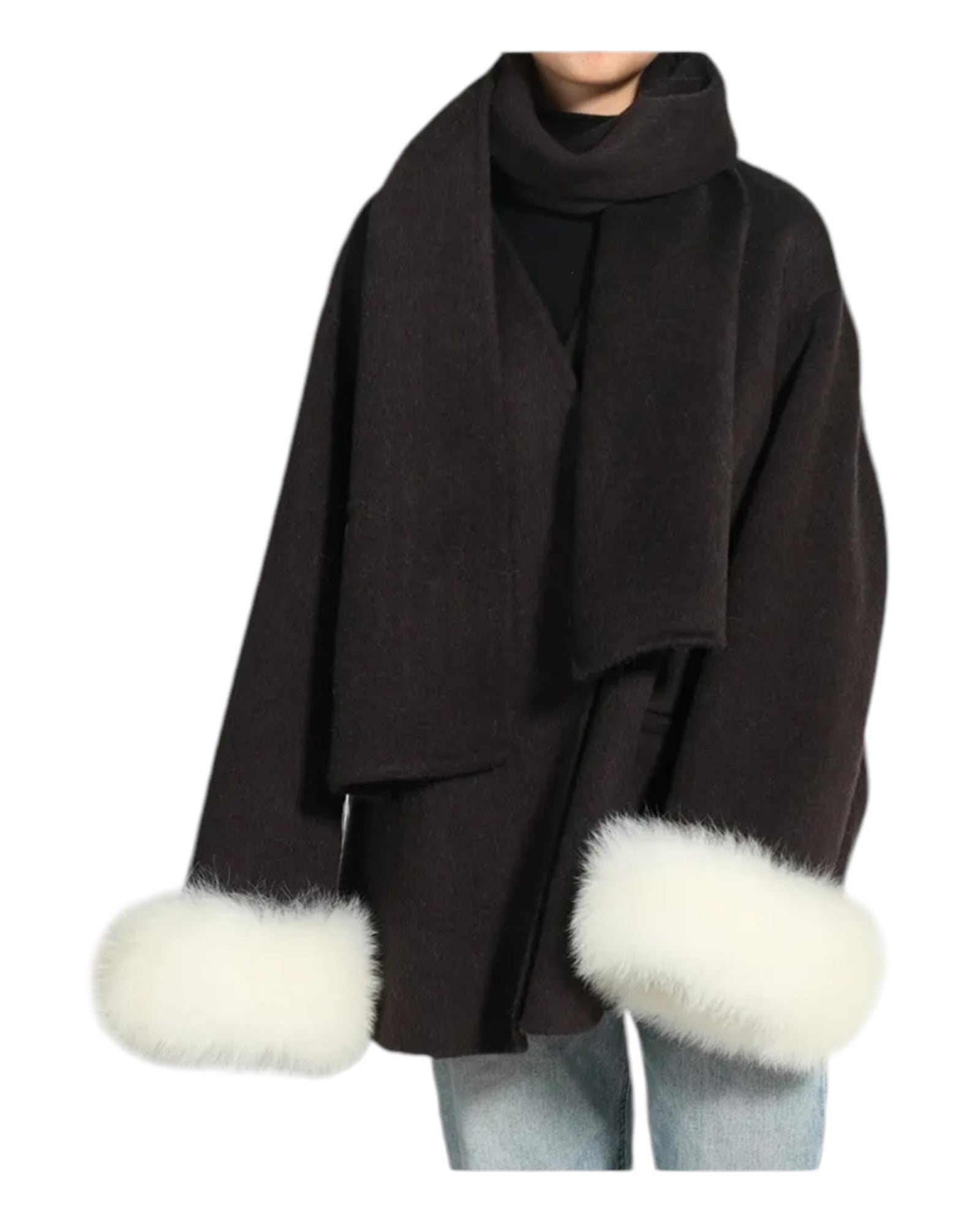 Short cashmere jacket with scarf