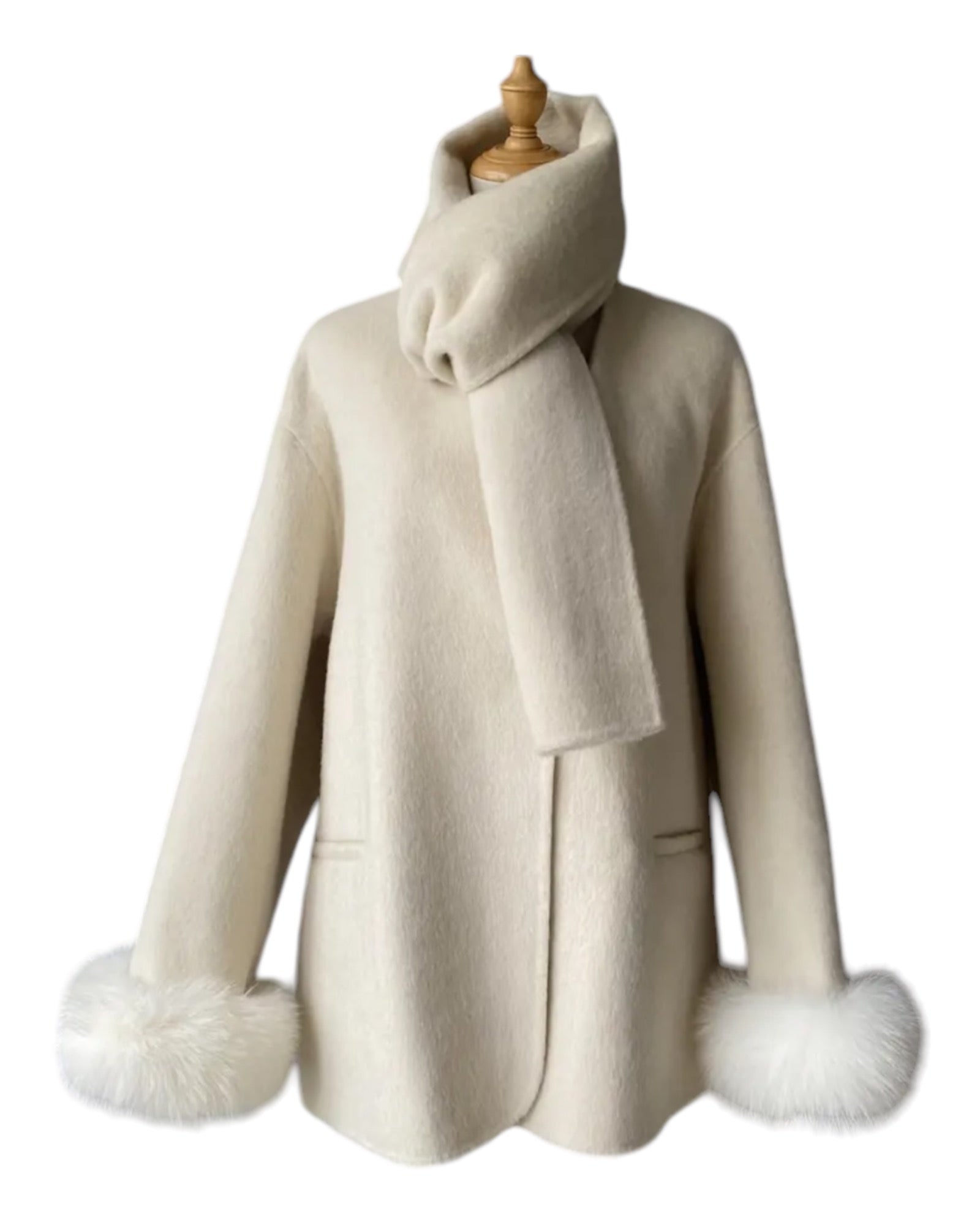 Kurze Kaschmir Jacke mit Schal