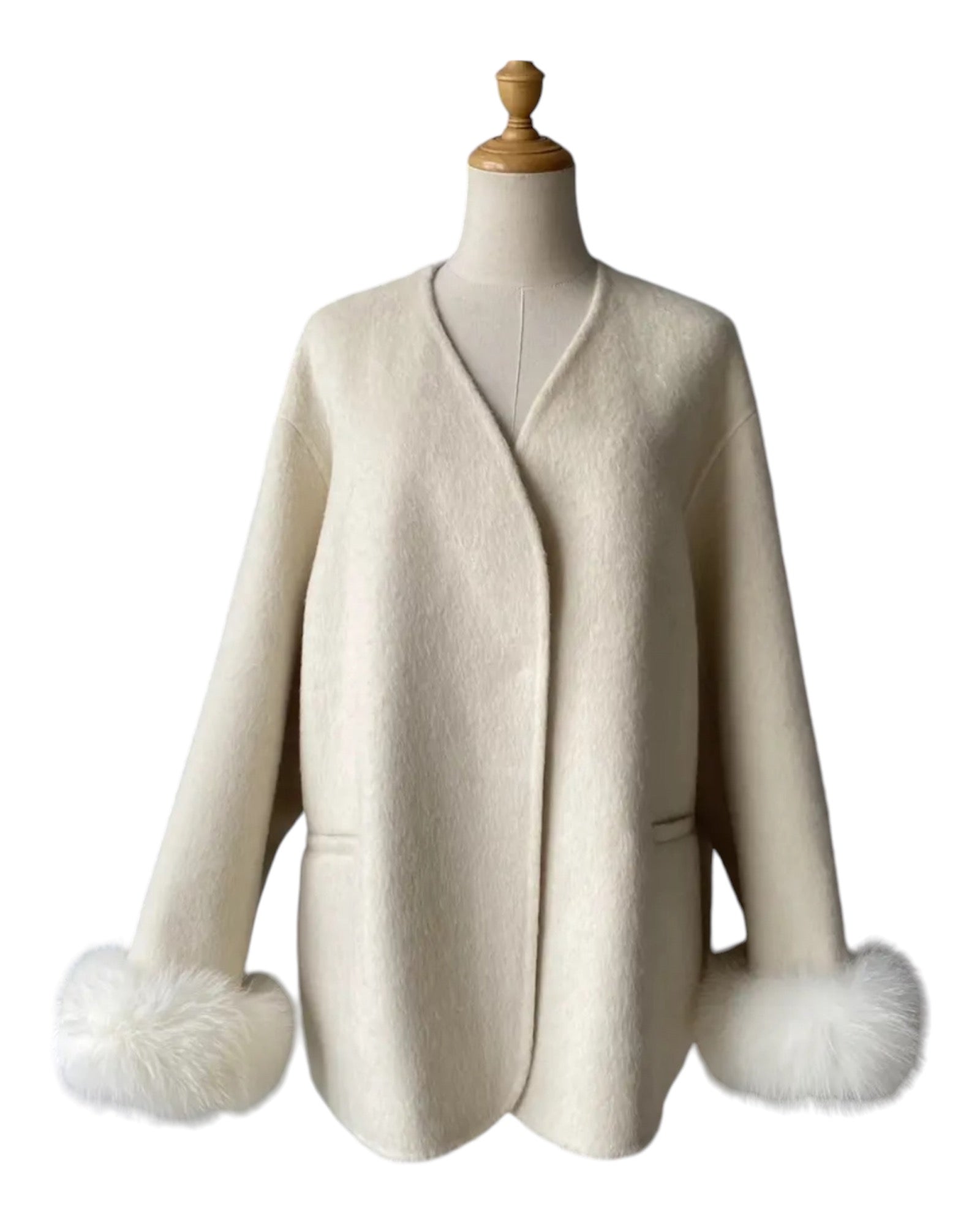 Kurze Kaschmir Jacke mit Schal