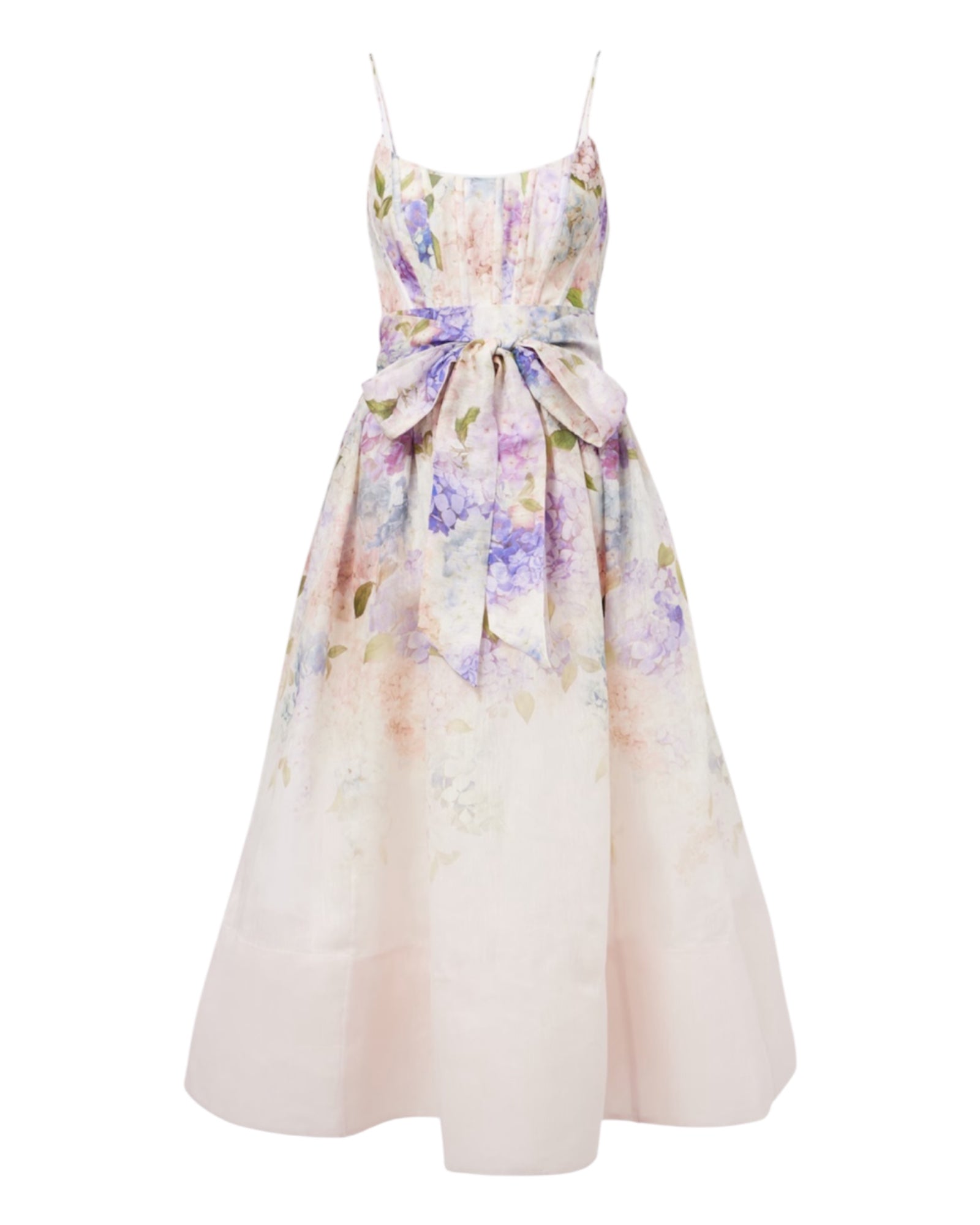 Midikleid aus Seidenorganza und Leinen