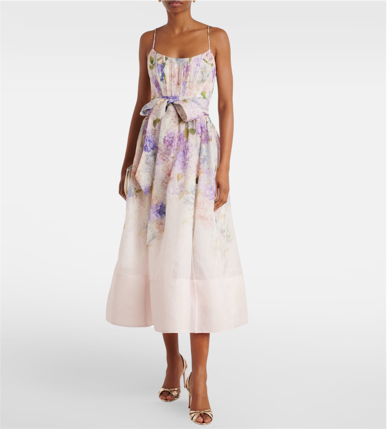 Midikleid aus Seidenorganza und Leinen