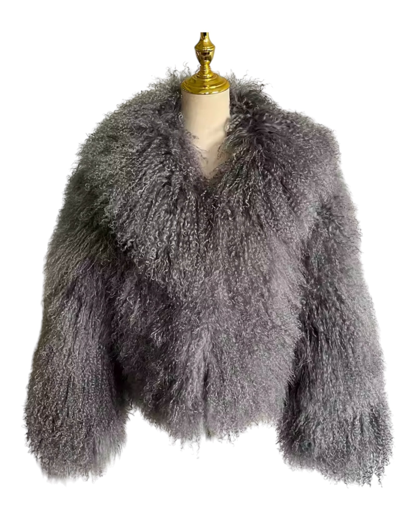 Tibetlamm Felljacke in kurz mit Kragen