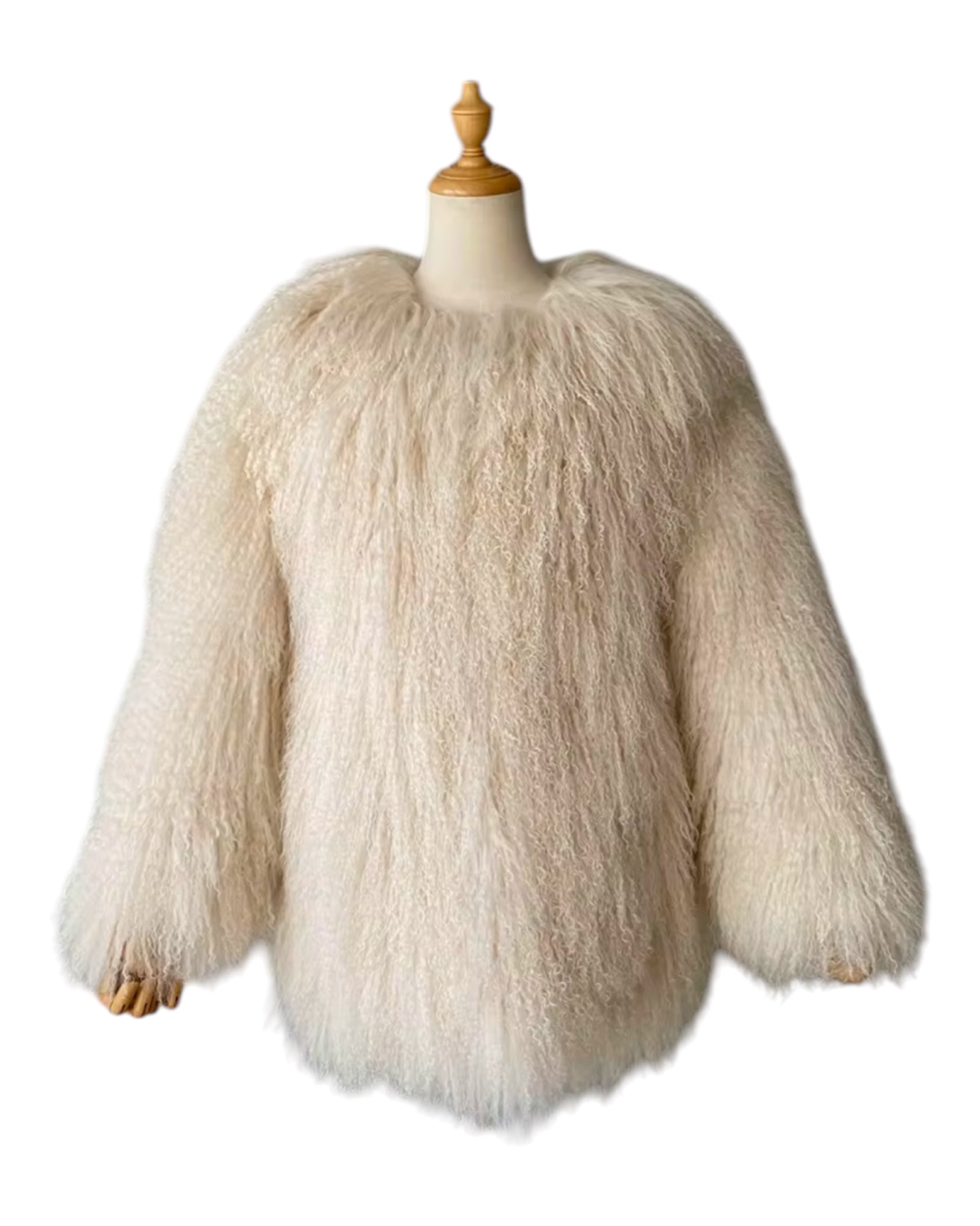 Tibetlamm Fell Jacke Lang ohne Kragen