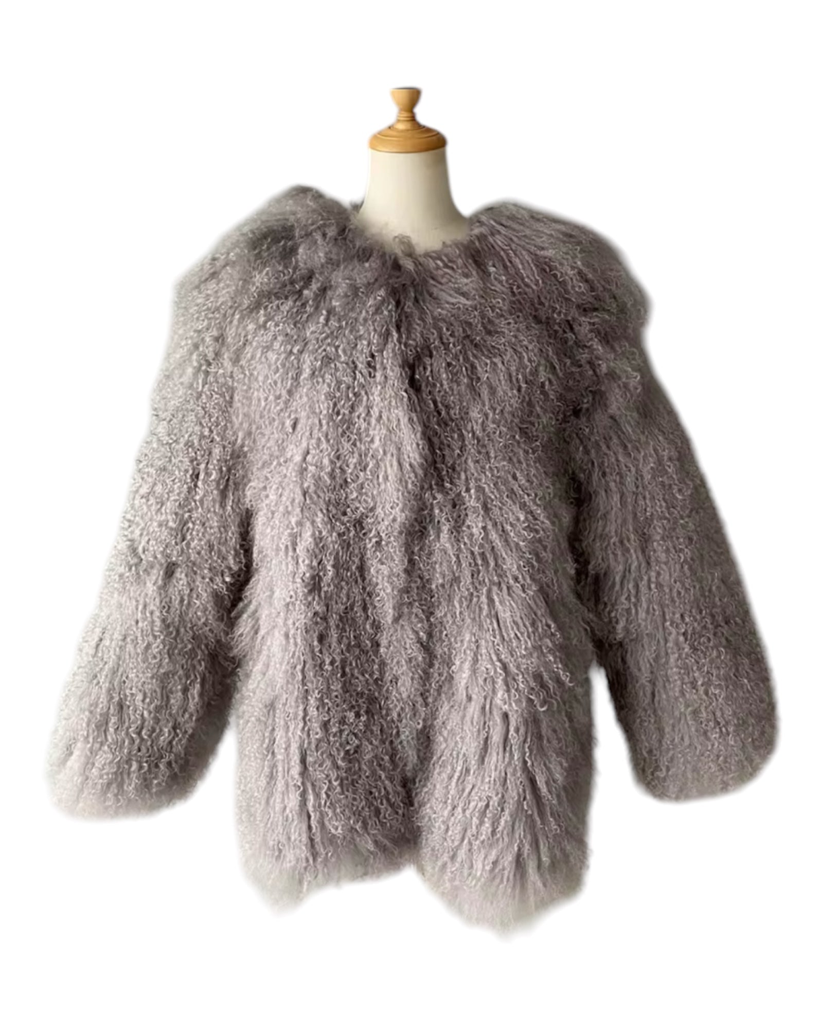 Tibetlamm Fell Jacke Lang ohne Kragen