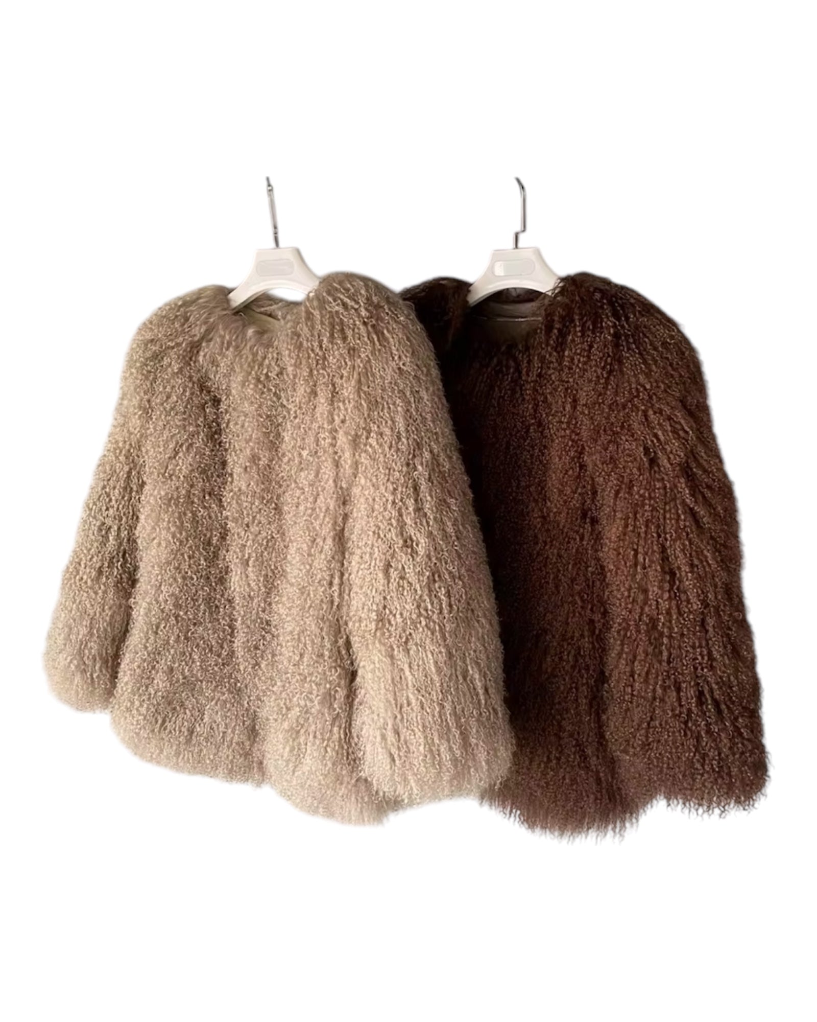 Tibetlamm Fell Jacke Lang ohne Kragen