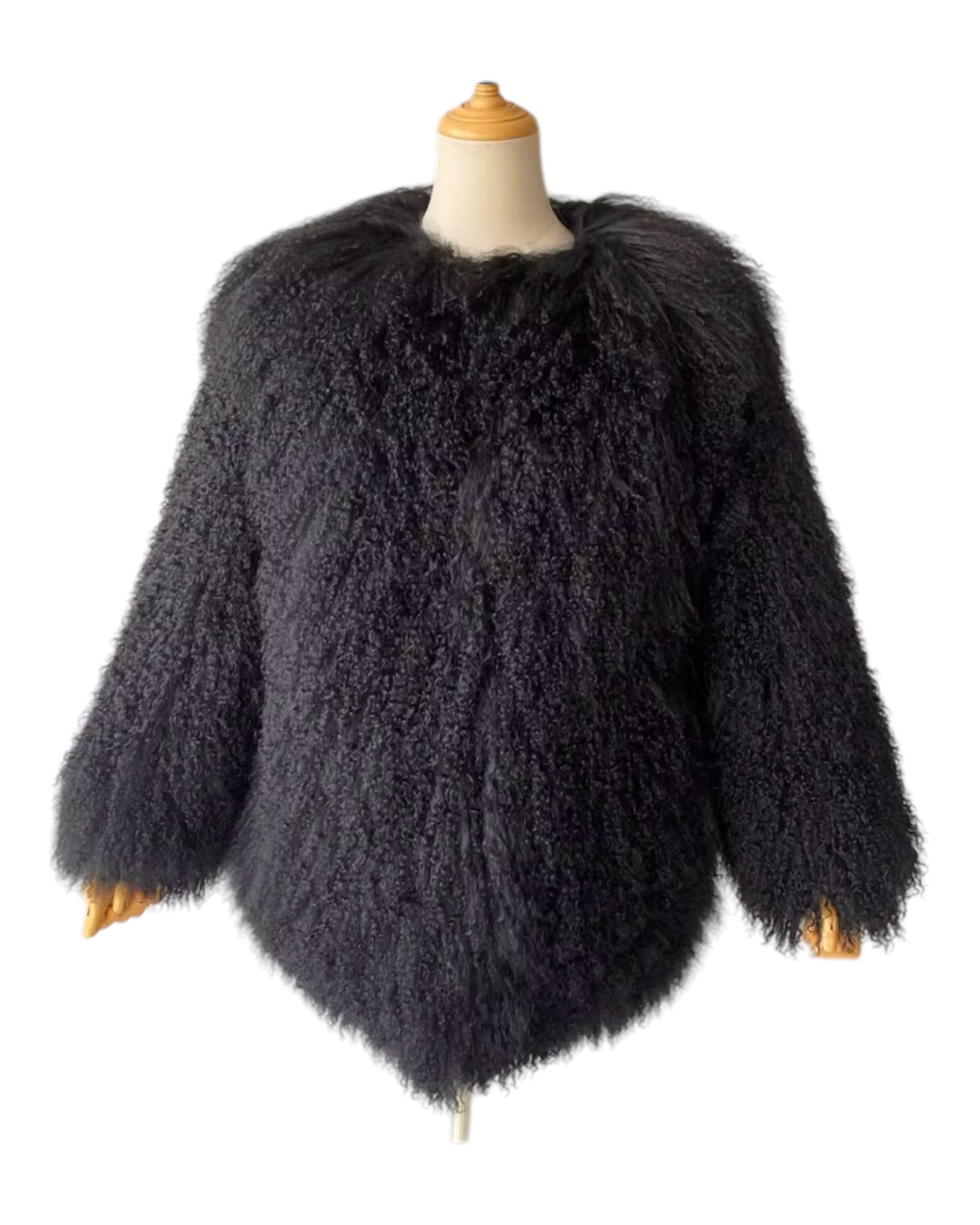 Tibetlamm Fell Jacke Lang ohne Kragen