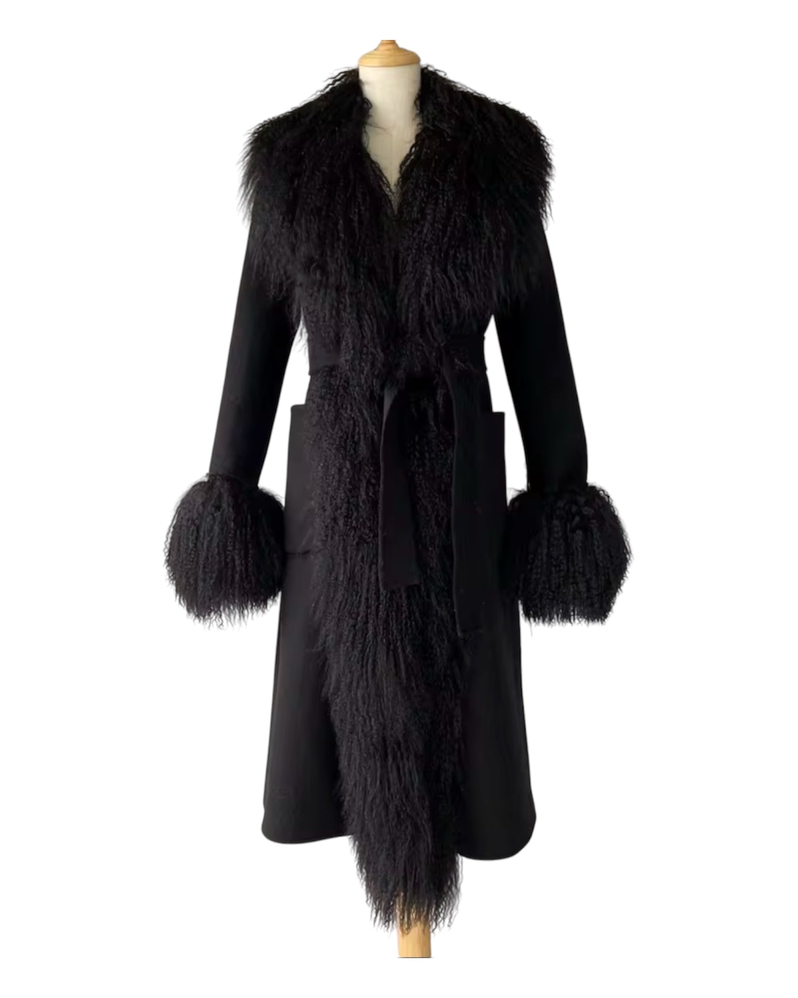 Cashmere Coat with mongolian fur