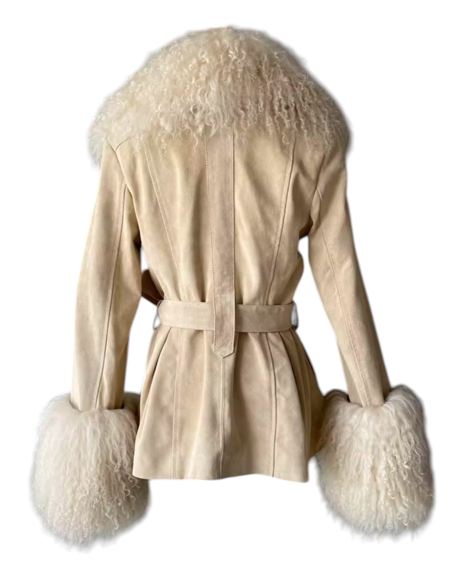 Wildleder Jacke mit Tibettlamm Kragen