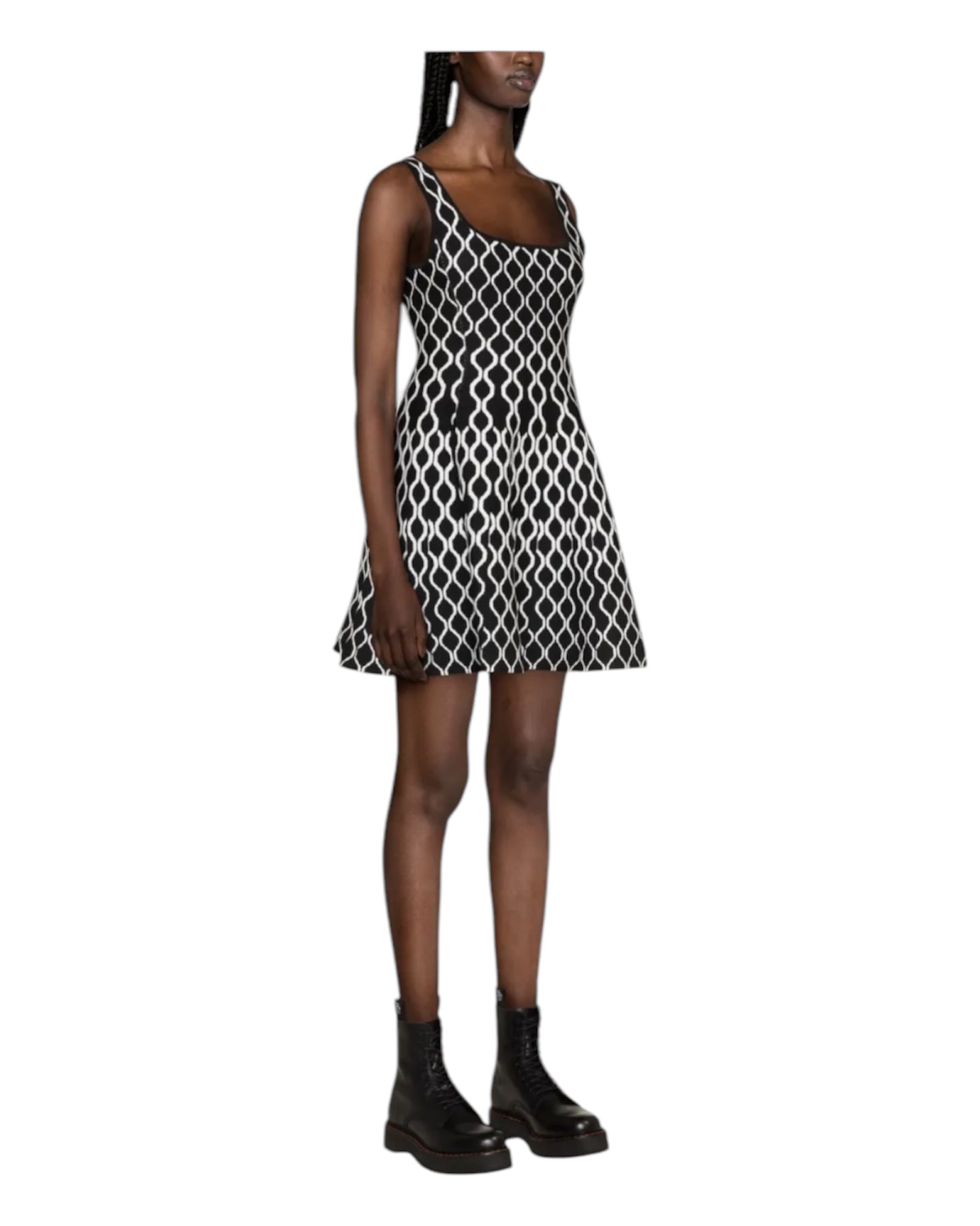 Ausgestelltes Minikleid mit Jacquardmuster