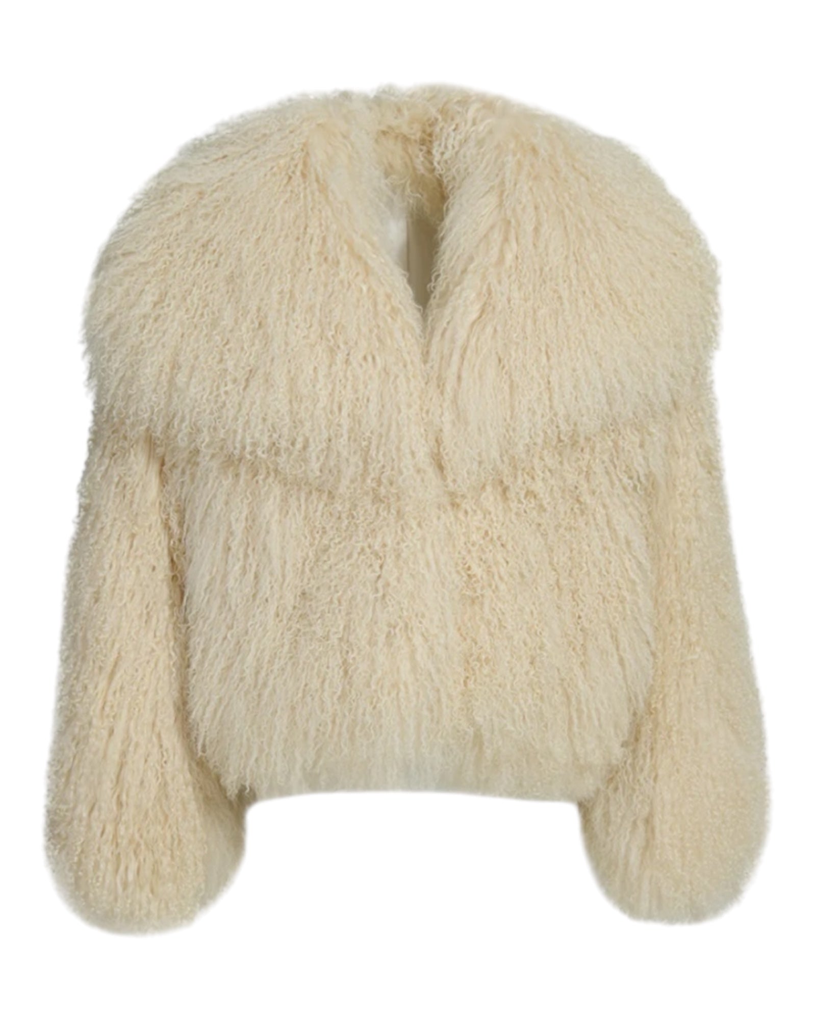 Tibetlamm Felljacke in kurz mit Kragen