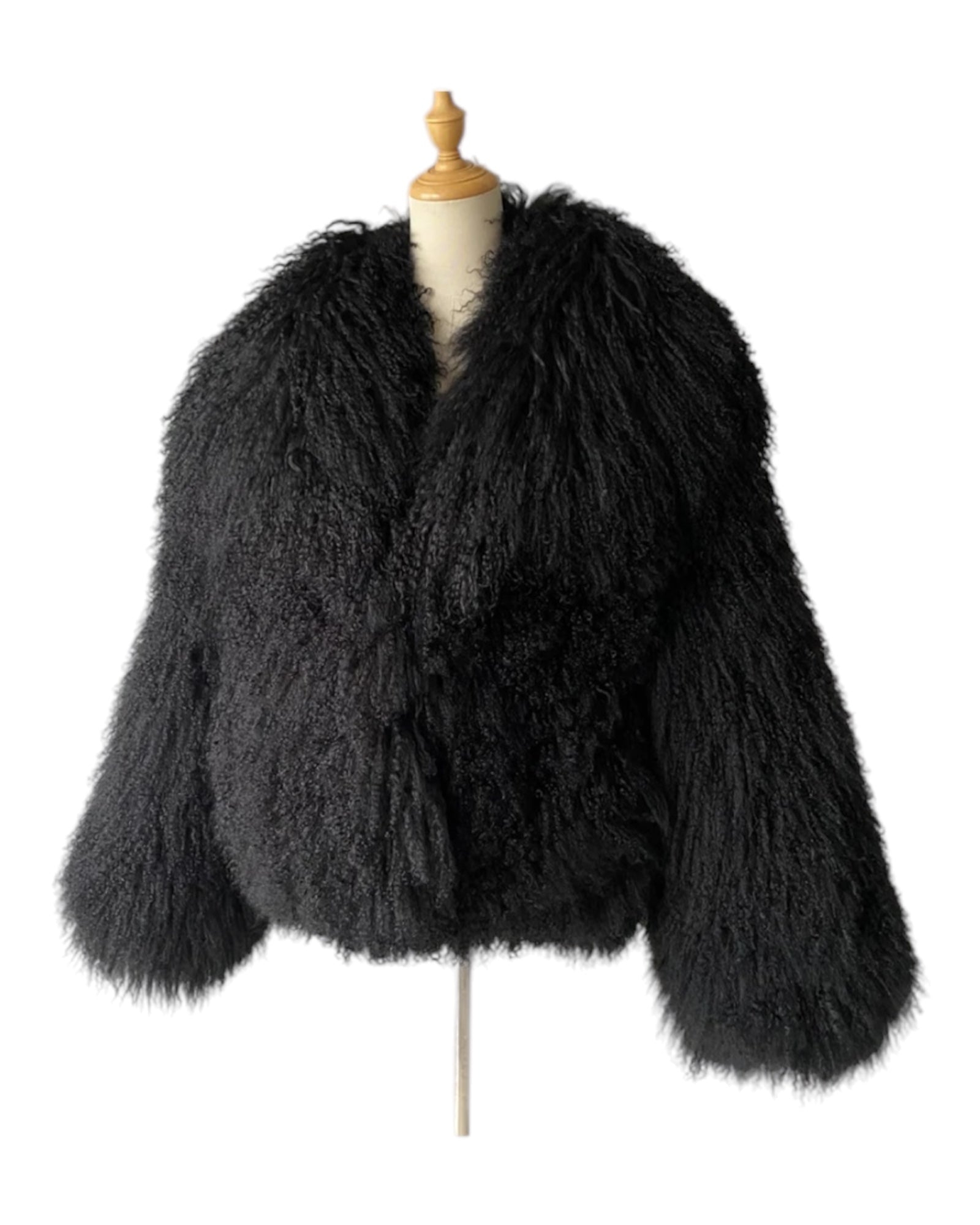 Tibetlamm Felljacke in kurz mit Kragen