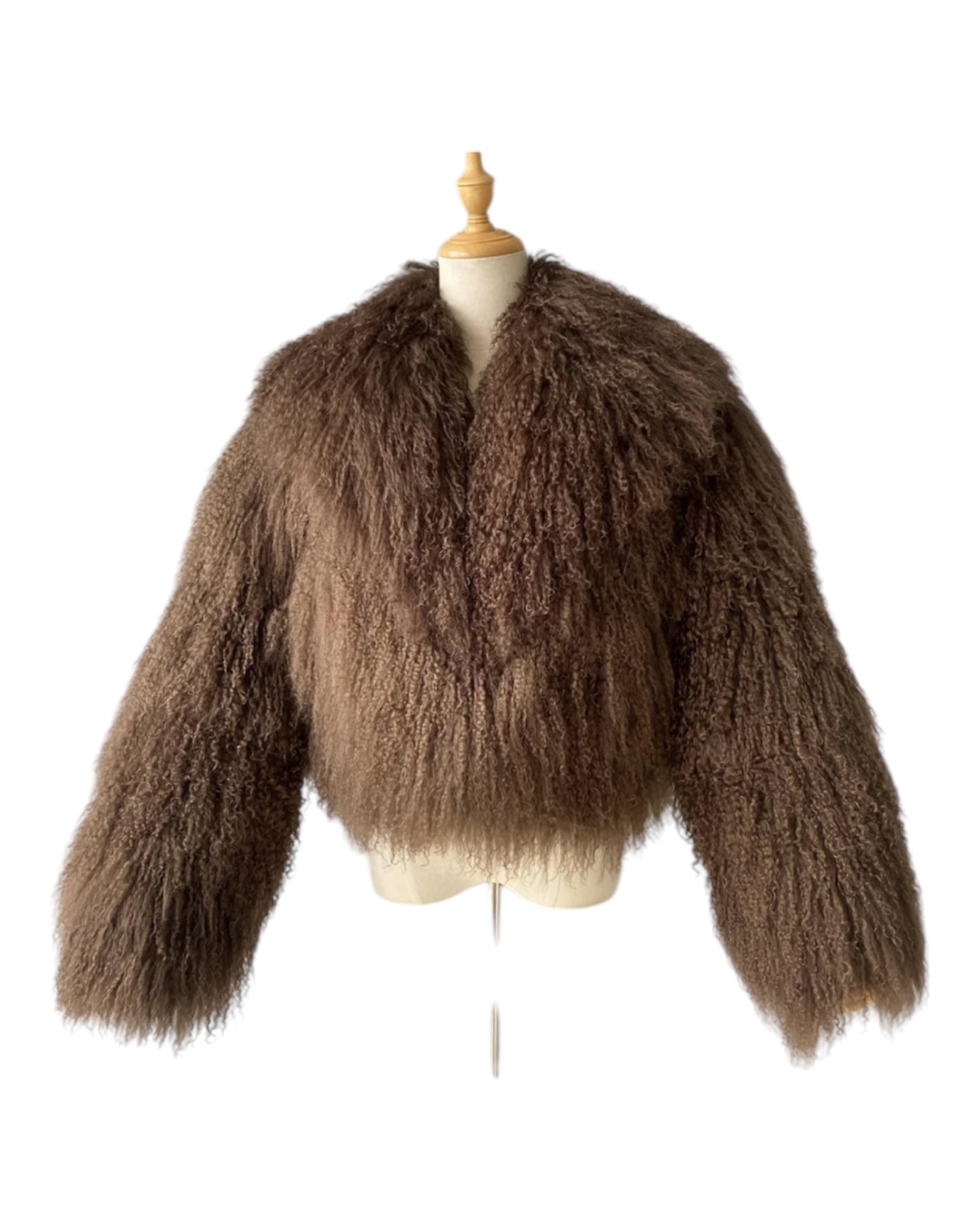 Tibetlamm Felljacke in kurz mit Kragen