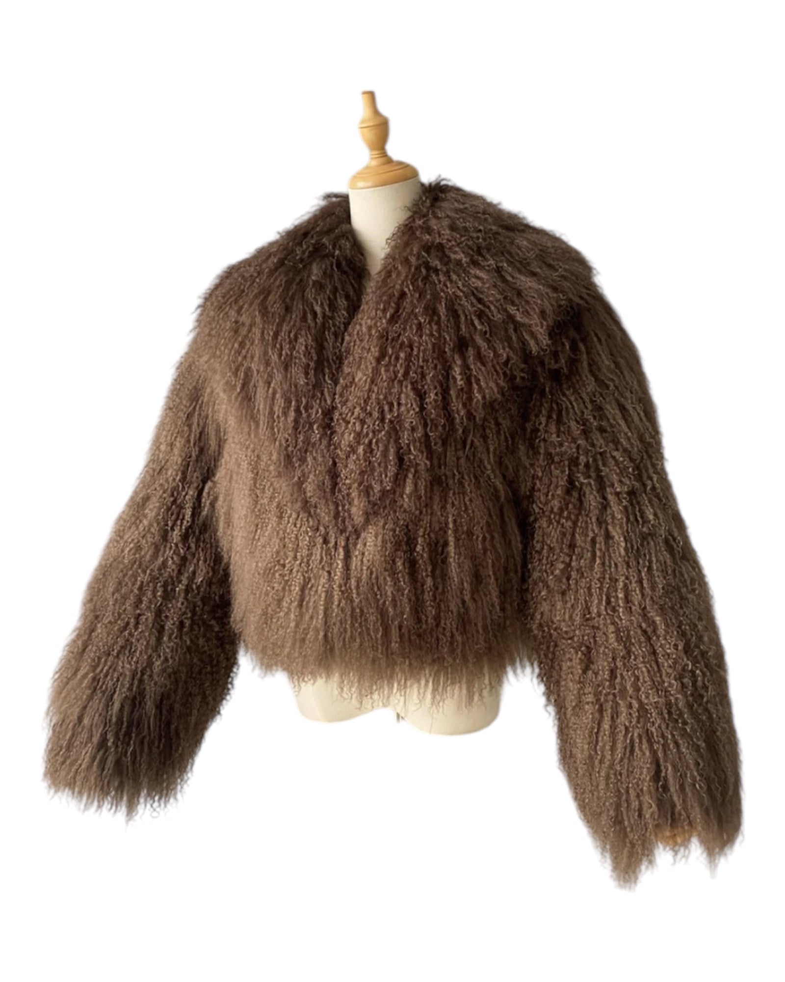 Tibetlamm Felljacke in kurz mit Kragen