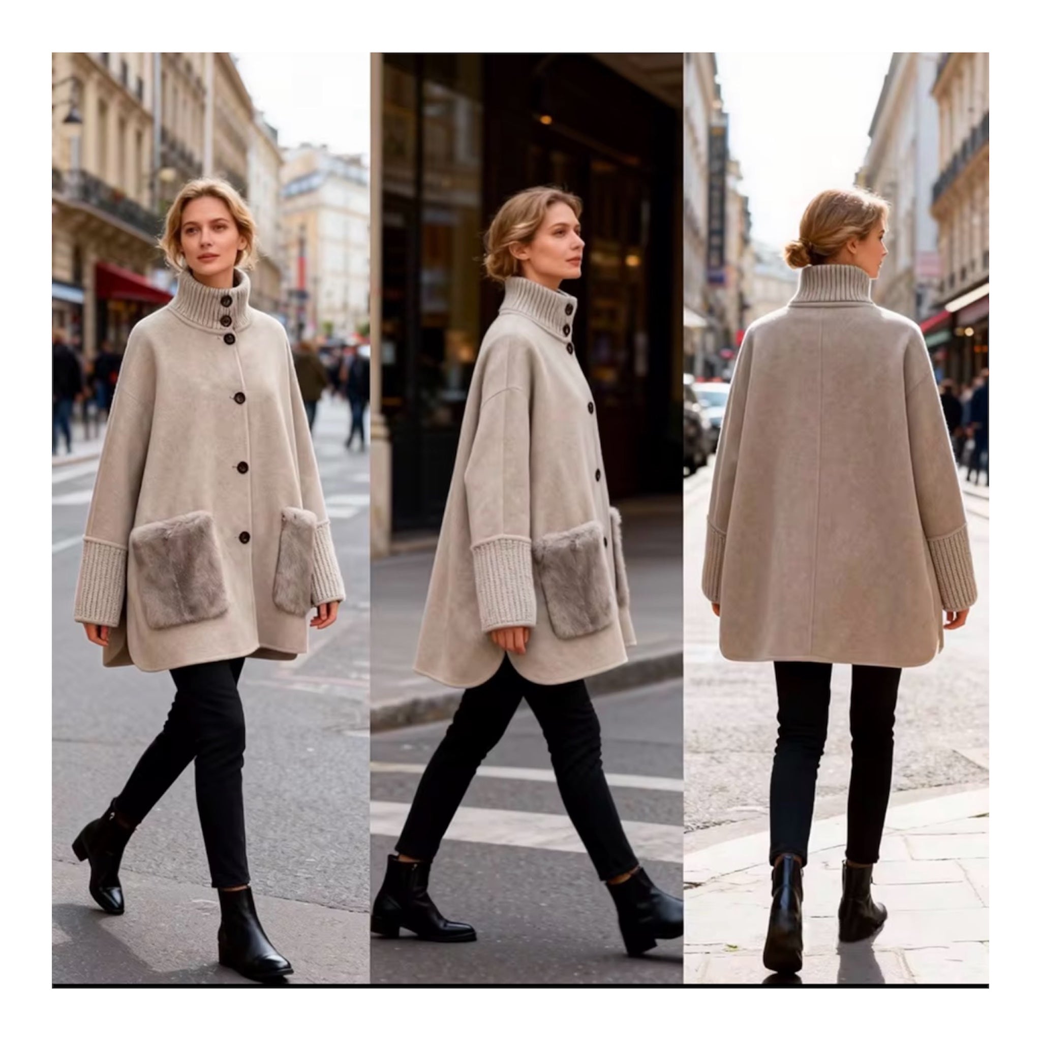 Arctic Grace Cashmere Cape Jacket