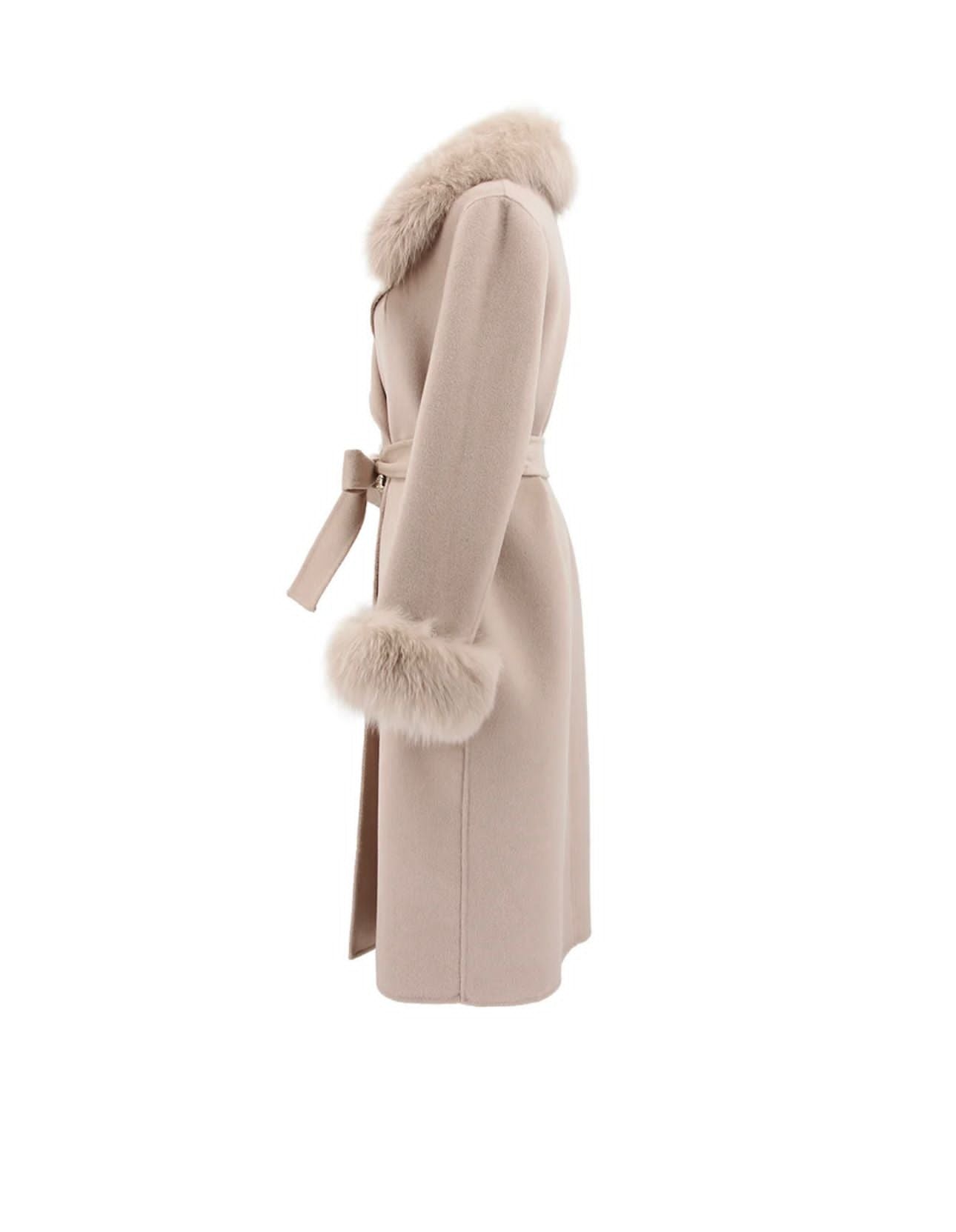 Ivory Cashmere Coat with Fur