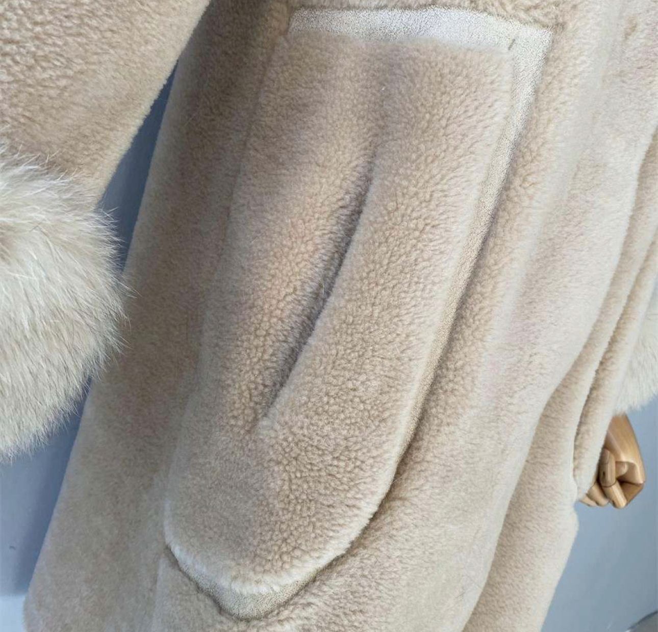 Ivory Cashmere Coat with Fur