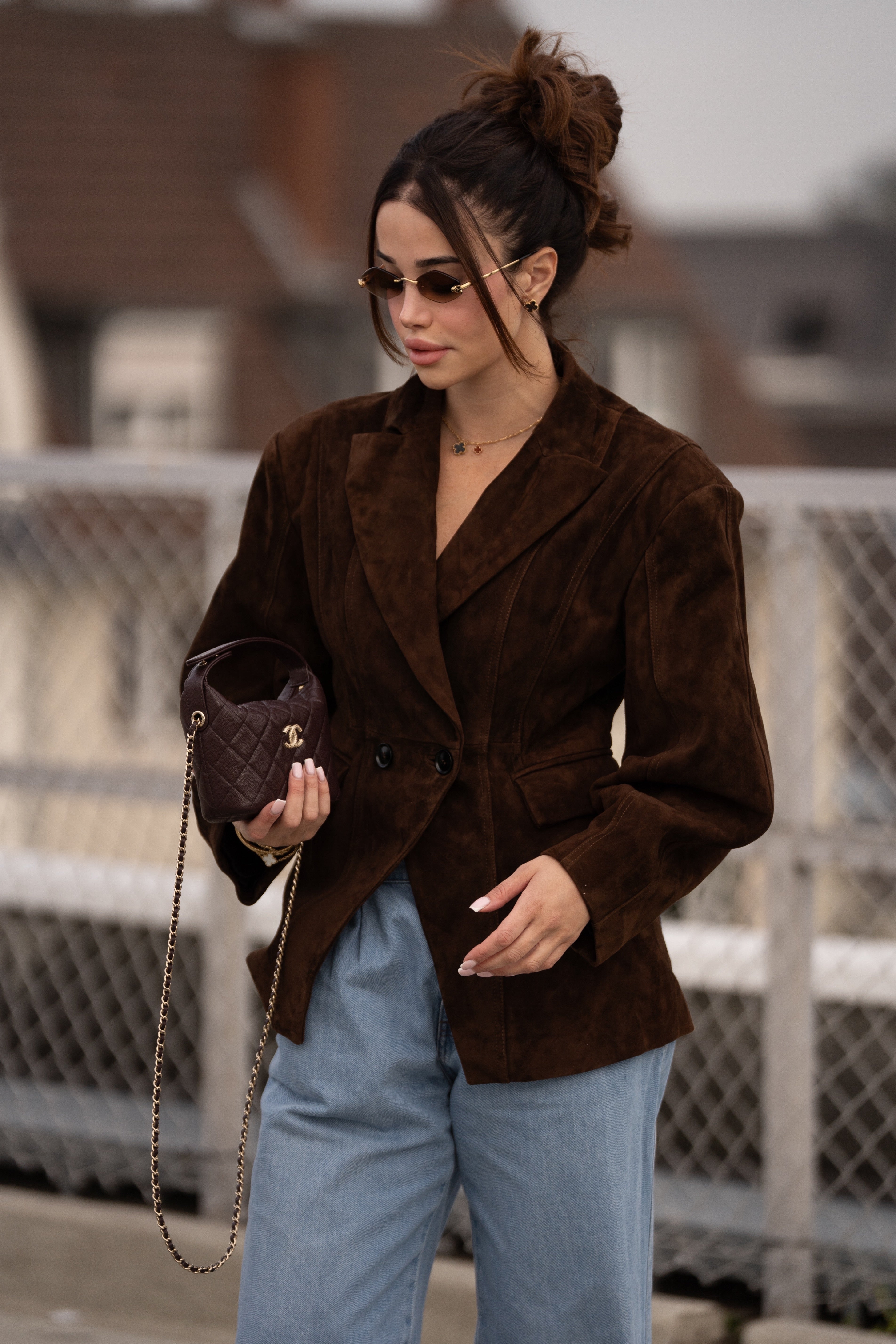 Tailored Suede Jacket – Chocolate Brown