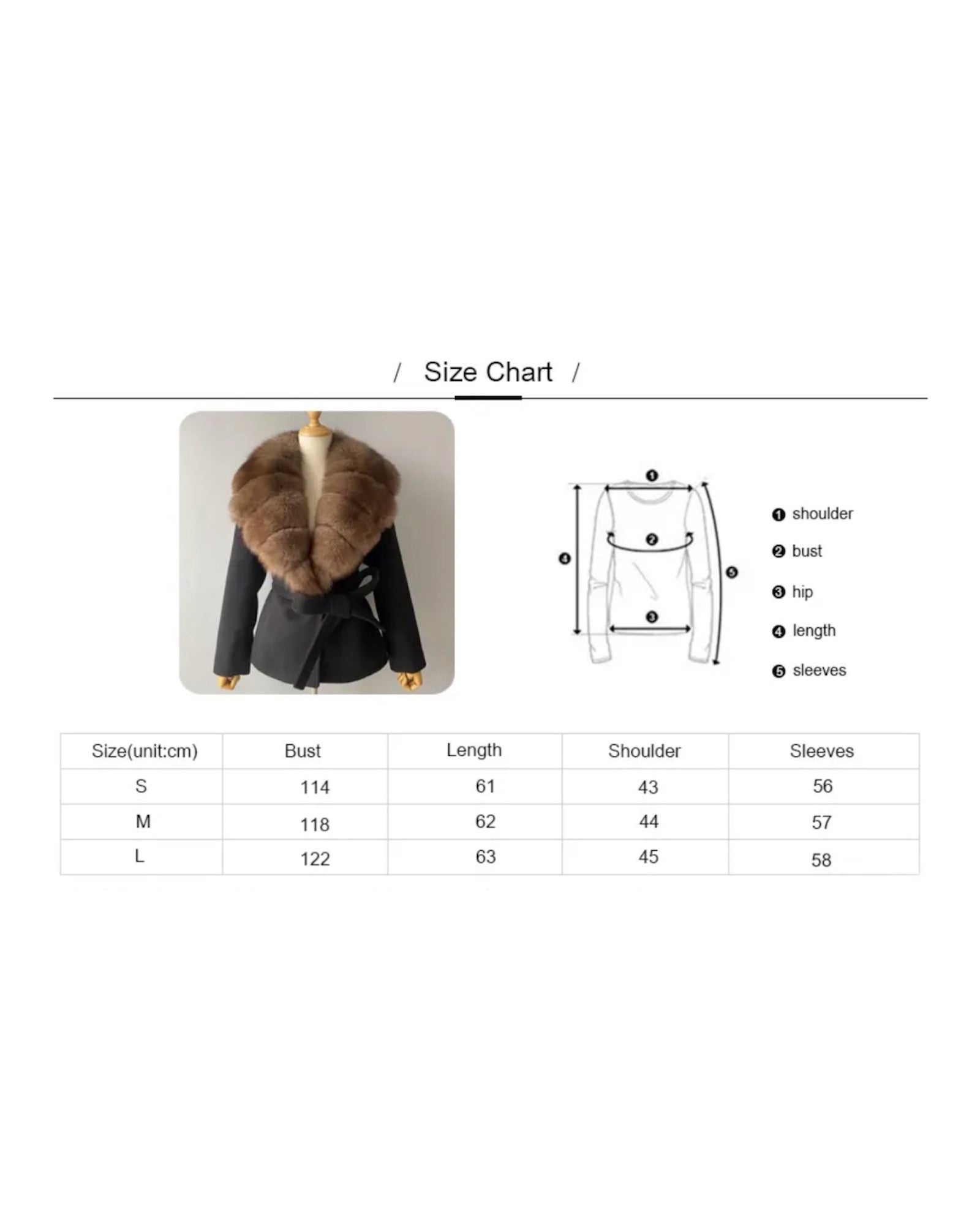 Short cashmere coat with fox fur collar